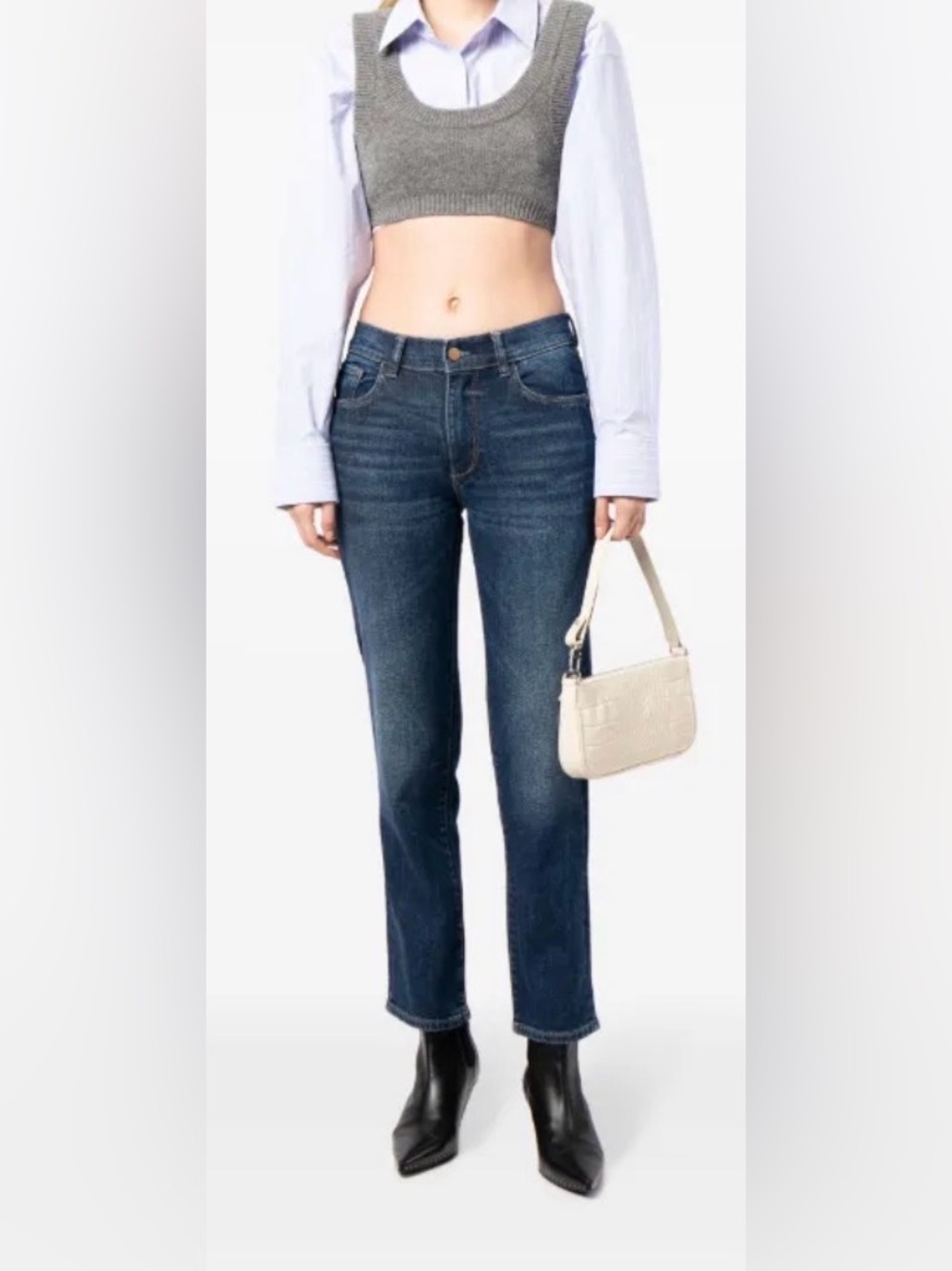 DL1961 Mila Mid-Rise Cigarette Jean Structured Denim Slim Minimalist Straight 28